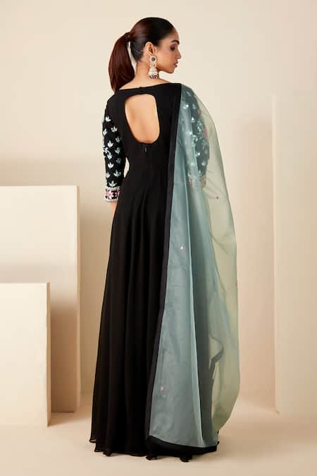 Suruchi Parakh Yoke Flowers Embroidered Anarkali With Dupatta 