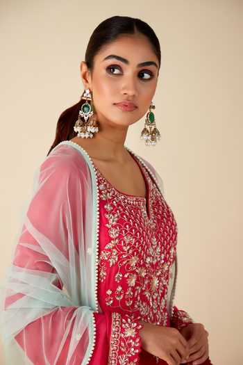 Buy Suruchi Parakh Pink Georgette, Crepe Sequins, Embroidery Split Hand Anarkali With Dupatta Online at Aza Fashions Buy_Suruchi Parakh_Pink Georgette, Crepe Sequins, Embroidery Split Hand Anarkali With Dupatta _Online_at_Aza_Fashions