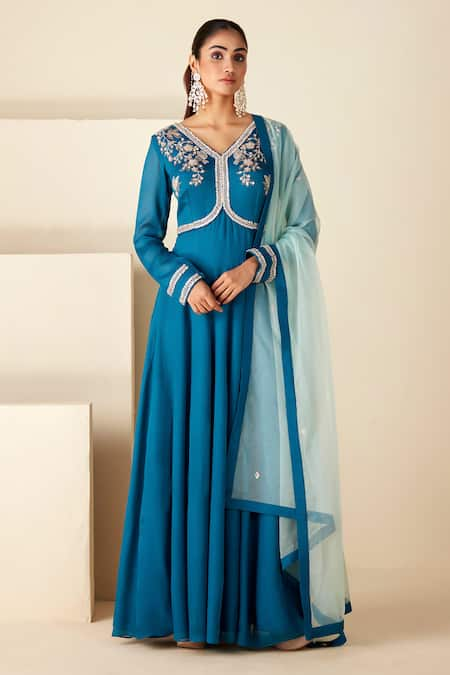 Suruchi Parakh Yoke Buttis Embroidered Anarkali With Dupatta 