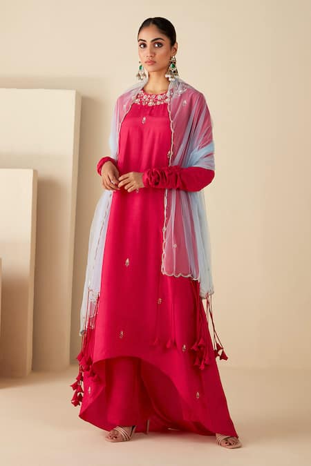 Suruchi Parakh Hand Embroidered High-Low A-Line Kurta Set 