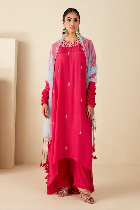 Suruchi Parakh Hand Embroidered High-Low A-Line Kurta Set 