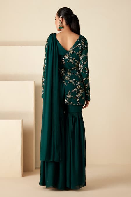 Suruchi Parakh Sequins Hand Embroidered Kurta Sharara Set 