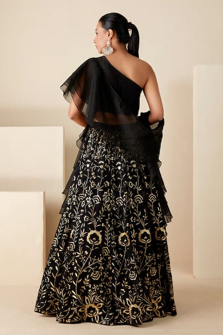 Suruchi Parakh Floral Foil Embroidered Lehenga Set 