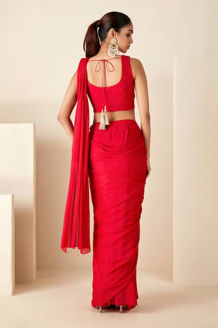 Suruchi Parakh Zari Embroidered Blouse & Pre-Draped Saree Set 