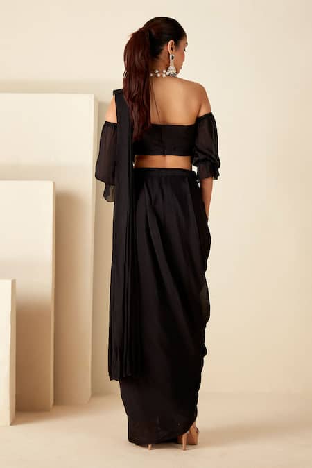 Suruchi Parakh Zardozi Work Blouse & Pre-Draped Saree Set 