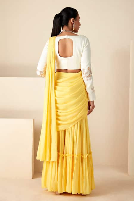 Suruchi Parakh Sequin Embroidered Blouse & Sharara Saree Set 