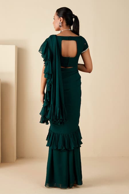 Suruchi Parakh Sequin Embroidered Blouse & Pant Saree Set 