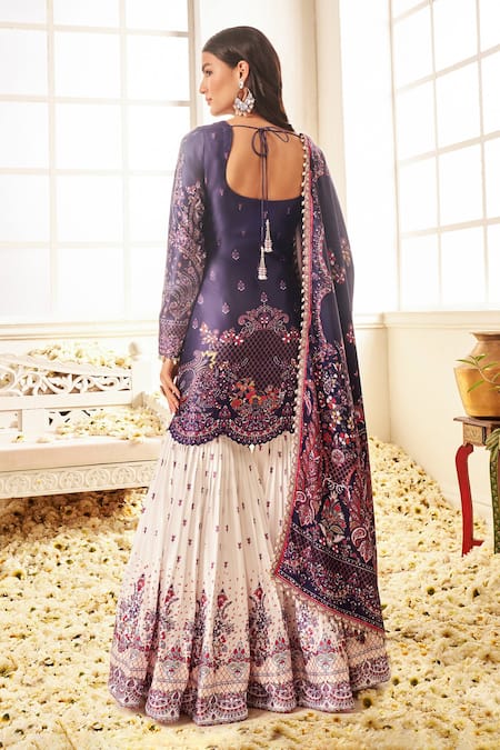 Lashkaraa Floral Mughal Print Kurta Gharara Set 