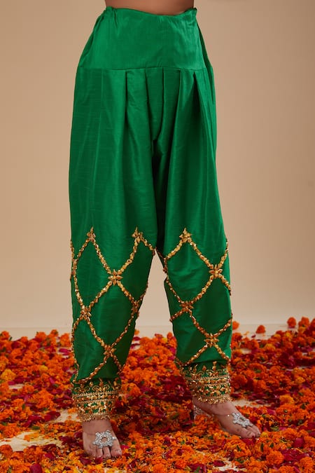 Buy Preeti S Kapoor Green Organza, Denim Gota Patti, Floweret Embroidered Short Anarkali Salwar Set Online at Aza Fashions Buy_Preeti S Kapoor_Green Organza, Denim Gota Patti, Floweret Embroidered Short Anarkali Salwar Set _Online_at_Aza_Fashions