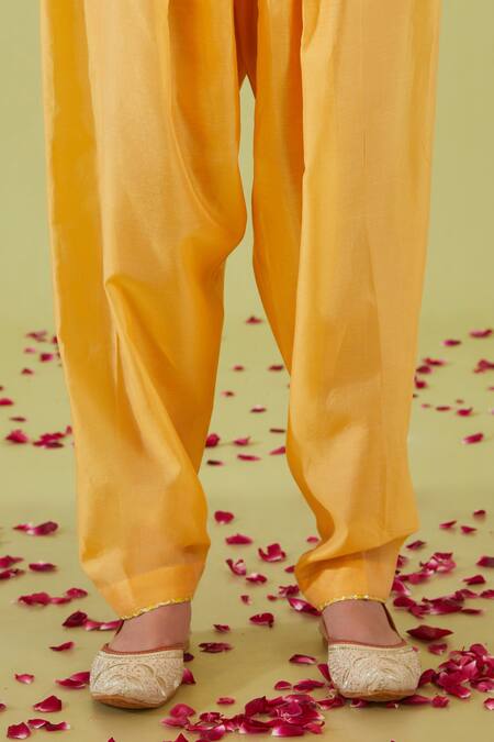 Shop Preeti S Kapoor Yellow Organza, Chanderi Gota Patti, Pearls, Persian Fleur Yoke Anarkali Set Online at Aza Fashions Shop_Preeti S Kapoor_Yellow Organza, Chanderi Gota Patti, Pearls, Persian Fleur Yoke Anarkali Set _Online_at_Aza_Fashions