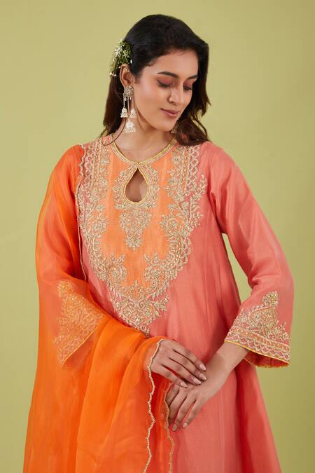 Preeti S Kapoor Pink Organza, Chanderi Gota Patti, Gardenia Nakshi Yoke Embroidered Anarkali Set Online at Aza Fashions Preeti S Kapoor_Pink Organza, Chanderi Gota Patti, Gardenia Nakshi Yoke Embroidered Anarkali Set _Online_at_Aza_Fashions