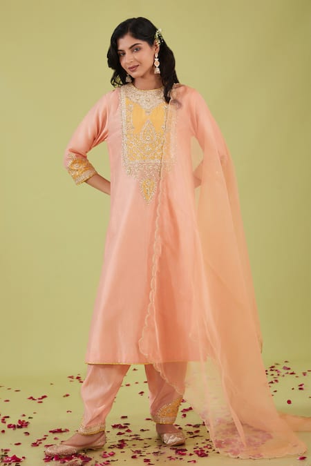 Preeti S Kapoor Gulbahar Nakshi Yoke Embroidered Kurta Set 