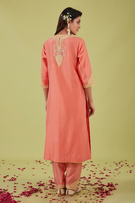 Shop Preeti S Kapoor Pink Organza, Chanderi Gota Patti, Pearls, Sequins, Gulbahar Yoke Kurta Set at Aza Fashions Shop_Preeti S Kapoor_Pink Organza, Chanderi Gota Patti, Pearls, Sequins, Gulbahar Yoke Kurta Set _at_Aza_Fashions
