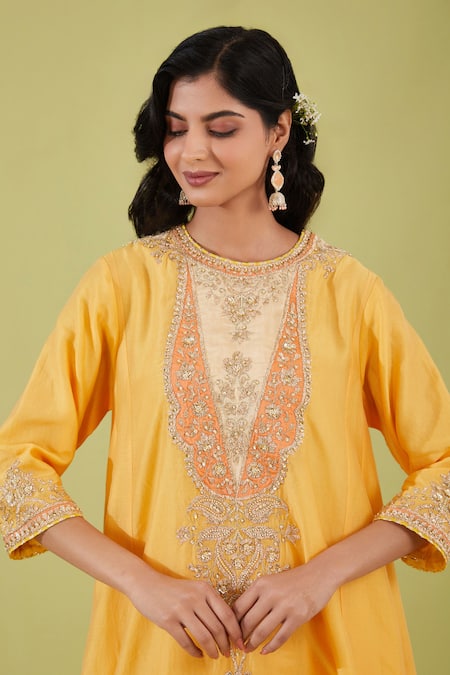 Buy Preeti S Kapoor Yellow Organza, Chanderi Gota Patti, Phool Yoke Embroidered Anarkali Set Online at Aza Fashions Buy_Preeti S Kapoor_Yellow Organza, Chanderi Gota Patti, Phool Yoke Embroidered Anarkali Set _Online_at_Aza_Fashions