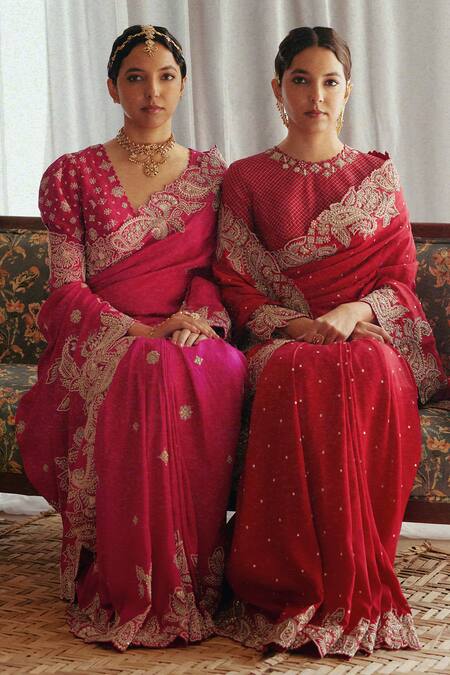 Buy Mrunalini Rao Pink , Satin Pearls, Zari, Embroidery Tarini Hand Saree With Blouse Online at Aza Fashions Buy_Mrunalini Rao_Pink , Satin Pearls, Zari, Embroidery Tarini Hand Saree With Blouse _Online_at_Aza_Fashions