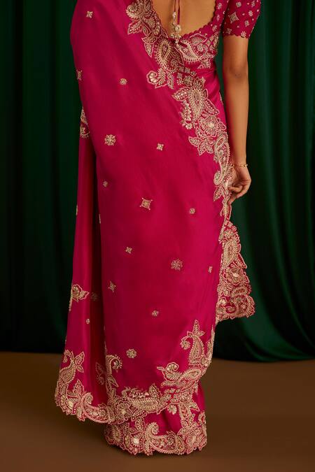 Mrunalini Rao Pink , Satin Pearls, Zari, Embroidery Tarini Hand Saree With Blouse at Aza Fashions Mrunalini Rao_Pink , Satin Pearls, Zari, Embroidery Tarini Hand Saree With Blouse _at_Aza_Fashions