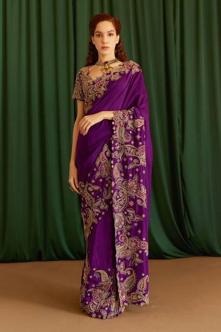 Raw Silk Full Sleeves Sari Blouse Sabyasachi Deep Neck Blouse