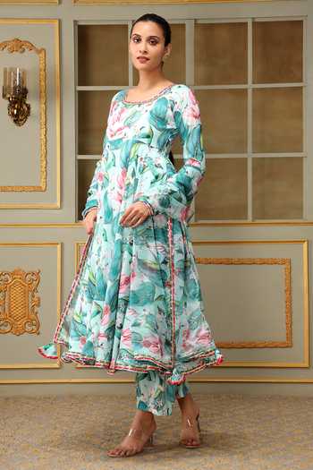 Buy Pomcha Jaipur Blue Muslin, Chiffon Gota Patti, Saadgi Palm Leaf Pattern Anarkali Set Online at Aza Fashions Buy_Pomcha Jaipur_Blue Muslin, Chiffon Gota Patti, Saadgi Palm Leaf Pattern Anarkali Set _Online_at_Aza_Fashions