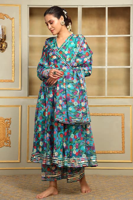 POMCHA JAIPUR Saadgi Phulwari Pattern Anarkali Set 