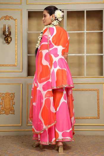 Pomcha Jaipur Saadgi Rangeen Abstract Pattern Anarkali Sharara Set 