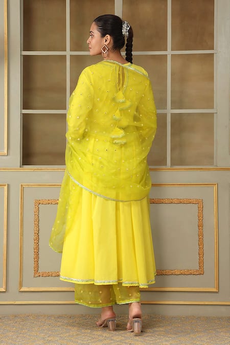 Pomcha Jaipur Saadgi Mirror Work Anarkali Pant Set 