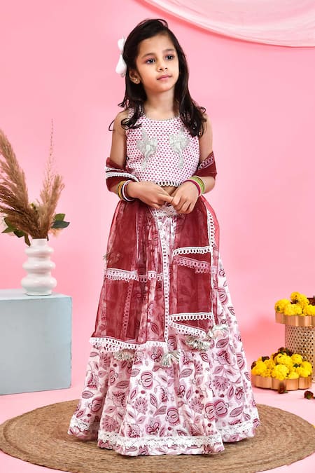 Yuvrani Jaipur Floral Print Embroidered Hem Lehenga Set 