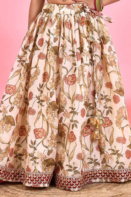 Yuvraani Jaipur Pink Chanderi Sequins, Embroidery Floral Print Lehenga Set Online at Aza Fashions Yuvraani Jaipur_Pink Chanderi Sequins, Embroidery Floral Print Lehenga Set_Online_at_Aza_Fashions