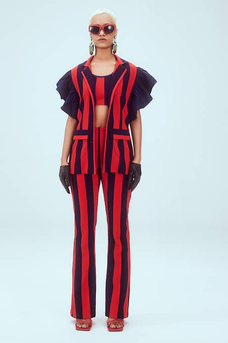 Mai Tai Stripe Pattern Blazer Pant Set 