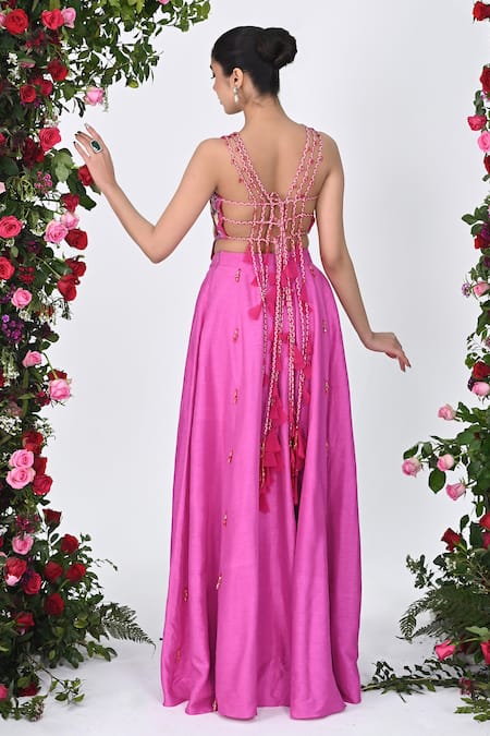 Kiran Kalsi Rosin Sequin Embroidered Blouse With Sharara 