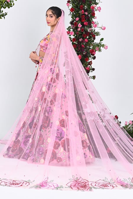 Kiran Kalsi Sequin Gulaab Garden Bridal Lehenga Set 
