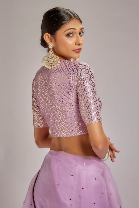 Shop Ranbir Mukherjee Calcutta Purple Organza, Crepe, Georgette Badla Work Saree With Mukaish Blouse Online at Aza Fashions Shop_Ranbir Mukherjee Calcutta_Purple Organza, Crepe, Georgette Badla Work Saree With Mukaish Blouse _Online_at_Aza_Fashions