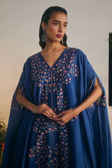 Buy Shikha Mehta Blue Alyaa Embroidered Cape And Pant Set Online at Aza Fashions Buy_Shikha Mehta_Blue Alyaa Embroidered Cape And Pant Set _Online_at_Aza_Fashions