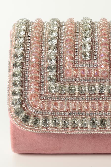 Buy The Tan Clan Pink Crystals, Beads Nysa Encrusted Mini Flap Clutch Bag Online at Aza Fashions Buy_The Tan Clan_Pink Crystals, Beads Nysa Encrusted Mini Flap Clutch Bag _Online_at_Aza_Fashions