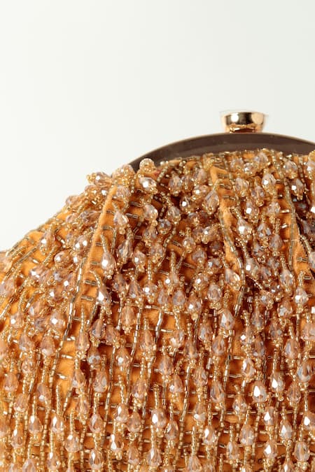 Buy The Tan Clan Gold Crystals, Beads Rosa Fringe Embellished Potli Bag Online at Aza Fashions Buy_The Tan Clan_Gold Crystals, Beads Rosa Fringe Embellished Potli Bag _Online_at_Aza_Fashions