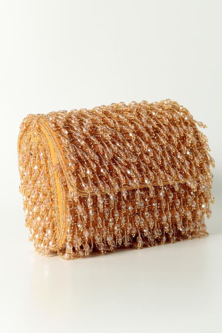 Buy The Tan Clan Gold Crystals Rosa Encrusted Flap Clutch Bag Online at Aza Fashions Buy_The Tan Clan_Gold Crystals Rosa Encrusted Flap Clutch Bag _Online_at_Aza_Fashions