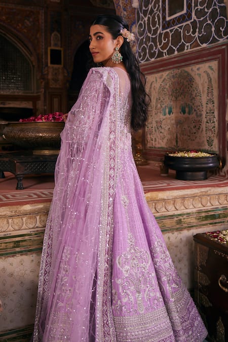 The Royaleum Purple Silk, Net Noorani Rainbow And Tassel Embroidered Anarkali With Dupatta Online at Aza Fashions The Royaleum_Purple Silk, Net Noorani Rainbow And Tassel Embroidered Anarkali With Dupatta _Online_at_Aza_Fashions