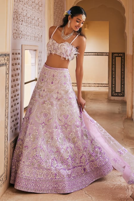 The Royaleum Purple Silk, Net Sequins, Stones, Beads Pailsey Pattern Embroidered Lehenga Set Online at Aza Fashions The Royaleum_Purple Silk, Net Sequins, Stones, Beads Pailsey Pattern Embroidered Lehenga Set _Online_at_Aza_Fashions