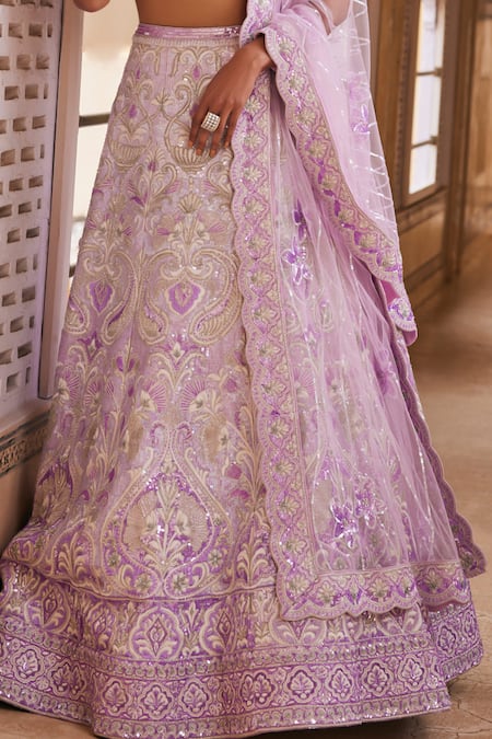 Buy The Royaleum Purple Silk, Net Sequins, Stones, Beads Pailsey Pattern Embroidered Lehenga Set Online at Aza Fashions Buy_The Royaleum_Purple Silk, Net Sequins, Stones, Beads Pailsey Pattern Embroidered Lehenga Set _Online_at_Aza_Fashions
