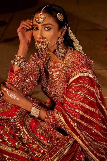 Buy The Royaleum Red Net, Silk Sequins, Lace, Cut Work Maanika Embellished Anarkali With Dupatta Online at Aza Fashions Buy_The Royaleum_Red Net, Silk Sequins, Lace, Cut Work Maanika Embellished Anarkali With Dupatta _Online_at_Aza_Fashions