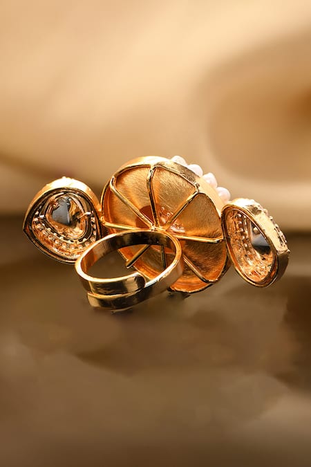 Buy Joules By Radhika Gold Plated Pearls, Diamonds, Stones Ethereal Polki Ring Online at Aza Fashions Buy_Joules By Radhika_Gold Plated Pearls, Diamonds, Stones Ethereal Polki Ring _Online_at_Aza_Fashions