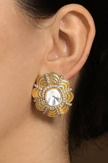 Gold Plated Pearl Studs made in Sterling Silver ER 429