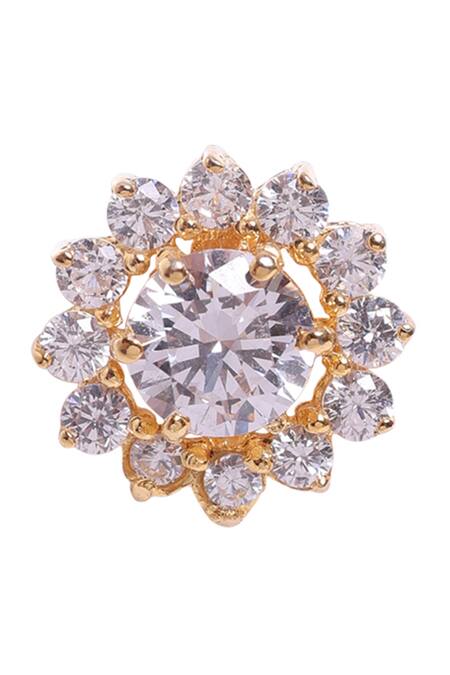 Sica Jewellery_Gold Plated Crystals Floret Cubic Zirconia Studs _Online_at_Aza_Fashions