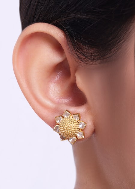 Sica Jewellery_Green Crystals, Cut Work Layered Florence Jewellery Set _Online_at_Aza_Fashions