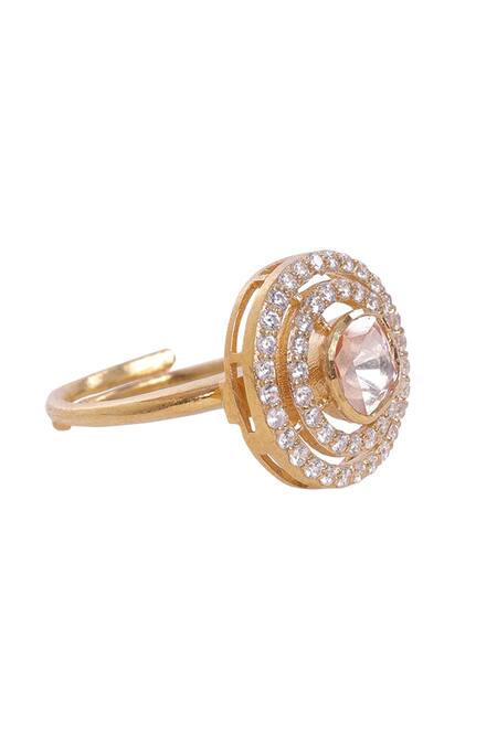 Sica Jewellery Yellow Crystals, Diamonds Helix Cubic Zirconia Encrusted Ring Online at Aza Fashions Sica Jewellery_Yellow Crystals, Diamonds Helix Cubic Zirconia Encrusted Ring _Online_at_Aza_Fashions
