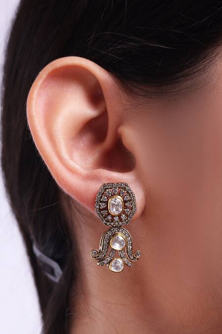 Buy_Sica Jewellery_Yellow Crystals, Diamonds Bullian Leaf Cubic Zirconia Long Necklace _Online_at_Aza_Fashions