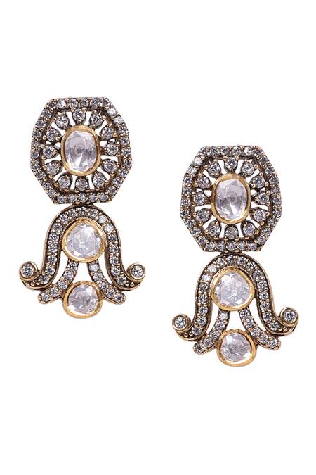 Sica Jewellery_Yellow Crystals, Diamonds Bullian Leaf Cubic Zirconia Long Necklace _at_Aza_Fashions