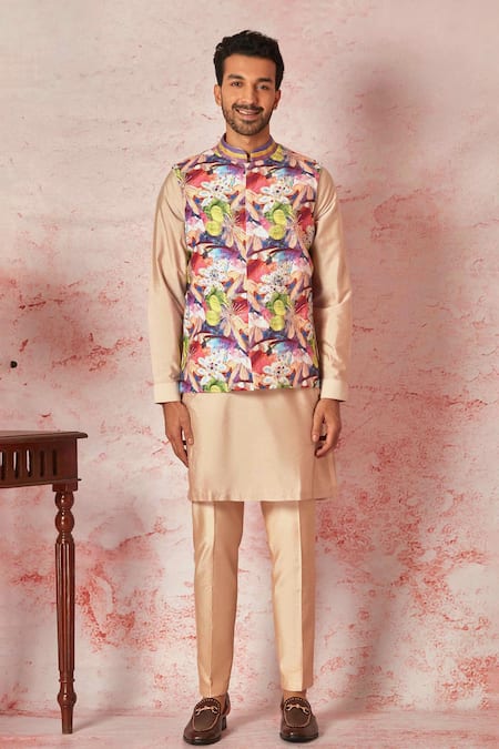 Asuka Floral Print Bundi Kurta Set 