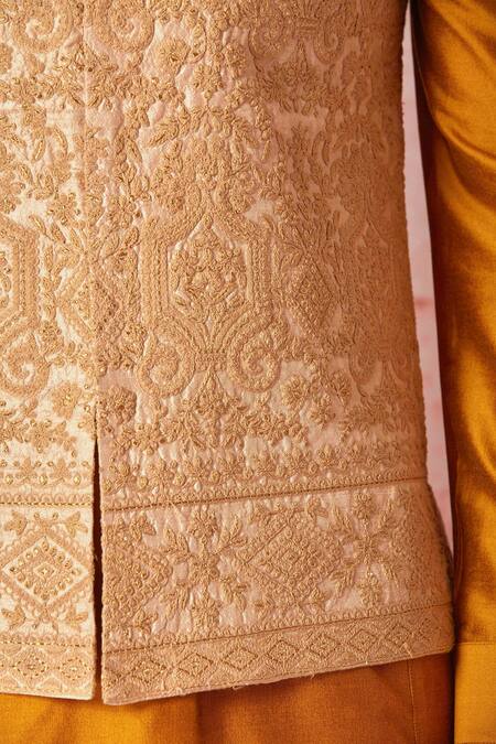 Buy Asuka Beige Silk Embroidery, Zari, Diamonds Ornamental Jaal Bundi Set Online at Aza Fashions Buy_Asuka_Beige Silk Embroidery, Zari, Diamonds Ornamental Jaal Bundi Set _Online_at_Aza_Fashions