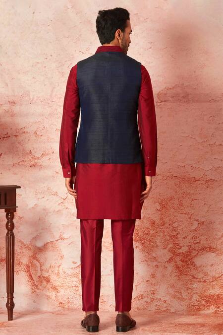 Shop_Asuka_Blue Chanderi , Embroidery Kiran Dori Bundi Set _at_Aza_Fashions