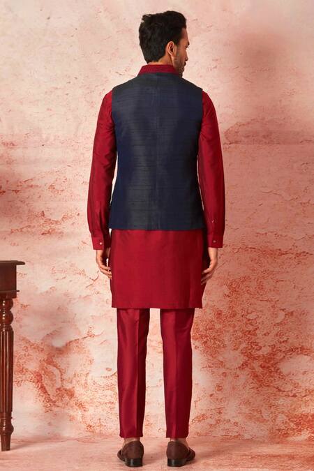 Asuka_Blue Chanderi , Embroidery Kiran Dori Bundi Set _Online_at_Aza_Fashions